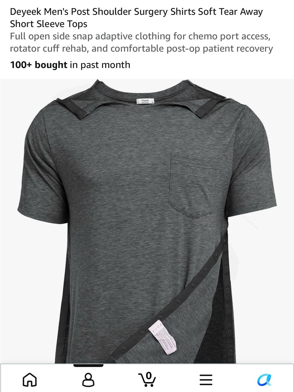 Men's Tear-Away Adaptive Short Sleeve Shirt - Gray